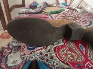 Botines piel serraje beige/marrón talla 41