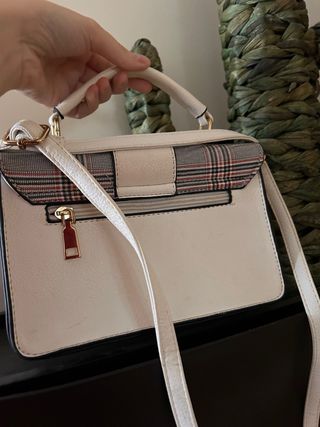 Bolso de mano cuadros blanco y multicolor