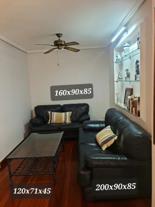 Sofá 3 plazas y 2 plazas cuero negro