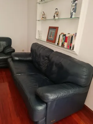 Sofá 3 plazas y 2 plazas cuero negro