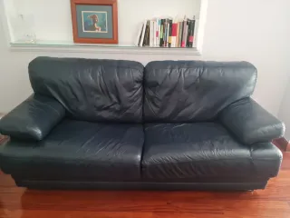 Sofá 3 plazas y 2 plazas cuero negro