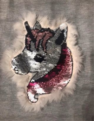 Vestido punto niña unicornio lentejuelas