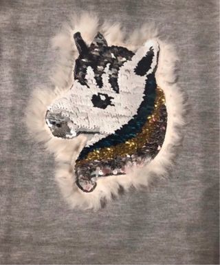 Vestido punto niña unicornio lentejuelas