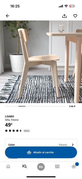 Conjunto 4 Sillas Lisabo IKEA Madera