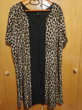 Vestido Verano Estampado Leopardo Negro Marrón