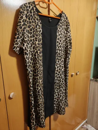 Vestido Verano Estampado Leopardo Negro Marrón