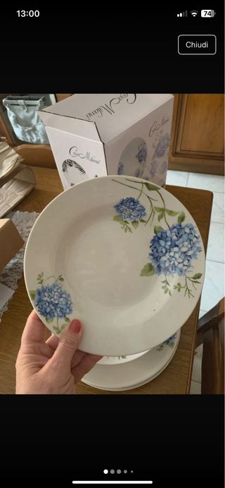 Servizio piatti 12 pz ortensie blu