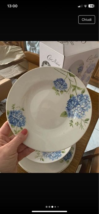 Servizio piatti 12 pz ortensie blu