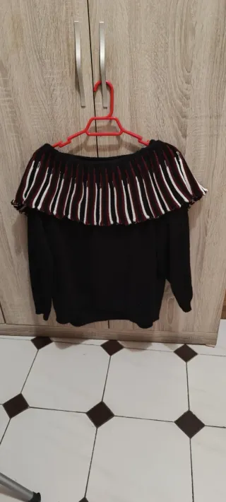 Jersey lana cuello volante rayas