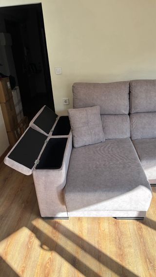 Sofá modular chaise longue beige/gris