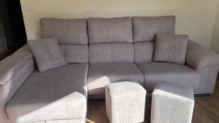 Sofá modular chaise longue beige/gris