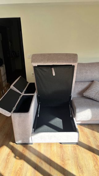 Sofá modular chaise longue beige/gris