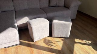 Sofá modular chaise longue beige/gris