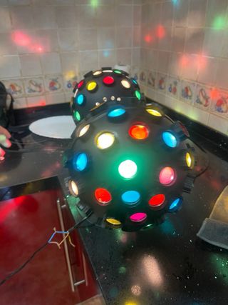 Luz discoteca doble bola giratoria