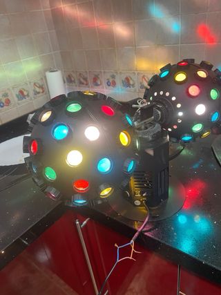 Luz discoteca doble bola giratoria