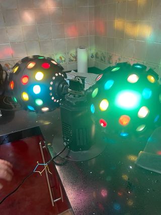 Luz discoteca doble bola giratoria