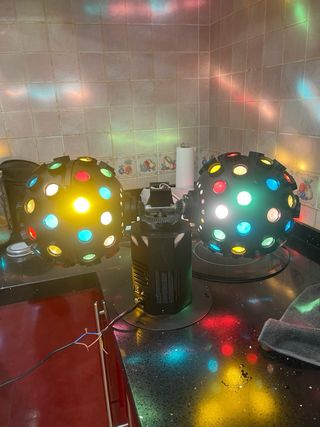 Luz discoteca doble bola giratoria