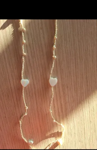 Collana/laccio portaocchiali handmade oro e bianch