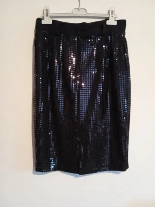 Falda corta lentejuelas fiesta negra