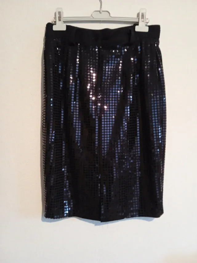 Falda corta lentejuelas fiesta negra