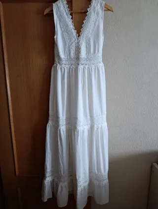Vestido blanco estilo ibicenco Talla S-M