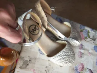 Alpargatas cuña plateadas talla 38