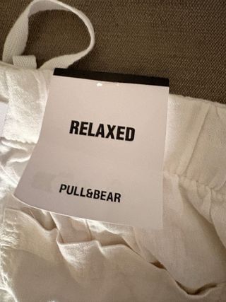 Pantalón lino blanco Pull&Bear M