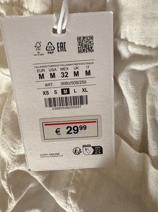 Pantalón lino blanco Pull&Bear M