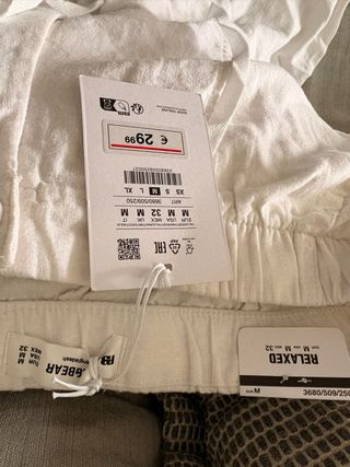 Pantalón lino blanco Pull&Bear M