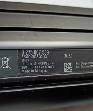 Batteria Bosch PowerTube 500 Orizzontale