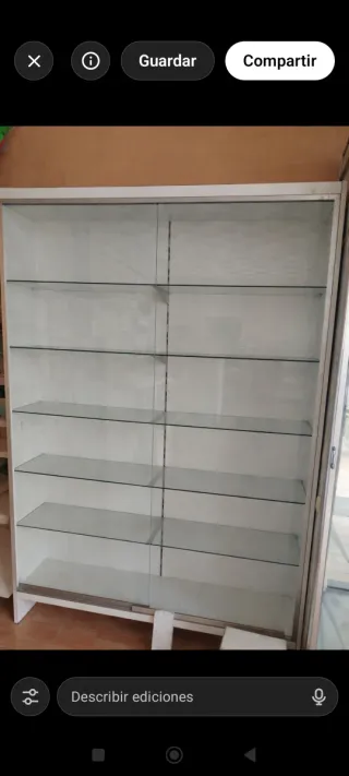 Vitrina de madera y cristal 150 ancho  30 fondo