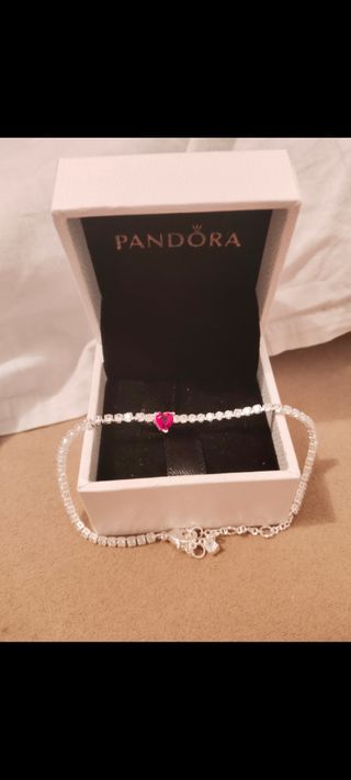 Pulsera Pandora Corazón Rosa y Circonitas