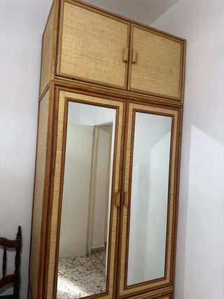 Mueble Rattan Bambú, armario, mesita y cómoda