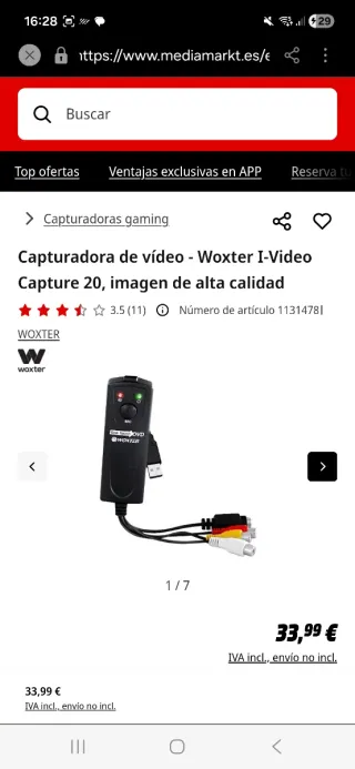 Capturadora Video WOXTER 20 DVD y Video
