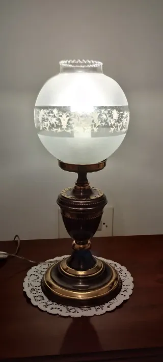 Lámpara sobremesa metal y cristal VINTAGE