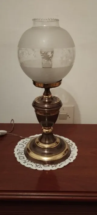 Lámpara sobremesa metal y cristal VINTAGE