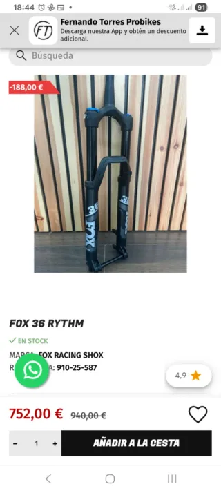 Horquilla Fox 36 de 160mm