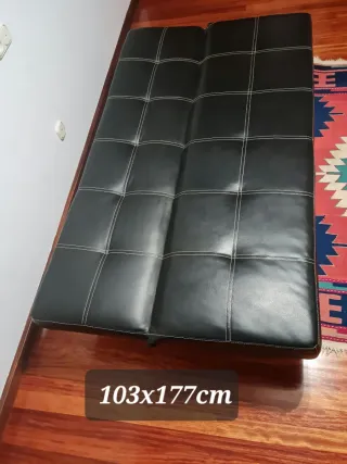 Sofá Cama Cuero Negro 87x78 cm
