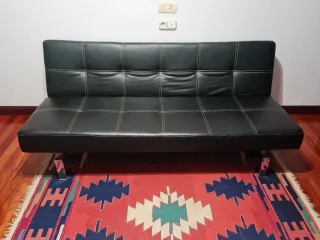 Sofá Cama Cuero Negro 87x78 cm