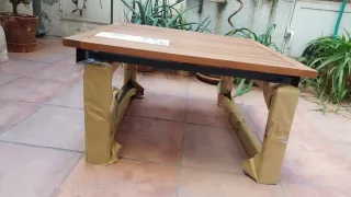 Mesa baja madera y metal jardín/terraza