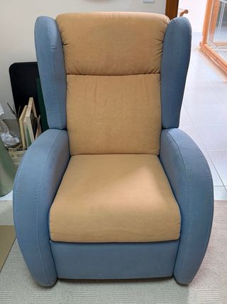 Butaca reclinable microfibra beige y azul