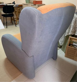 Butaca reclinable microfibra beige y azul