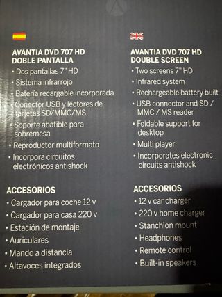 AVANTIA DVD 707 HD Doble Pantalla a estrenar
