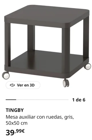 Mesita auxiliar TINGBY con ruedas gris