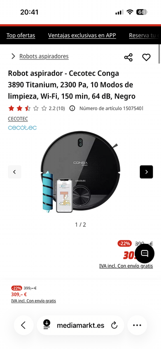 Cecotec Conga 3890 Robot Aspirador