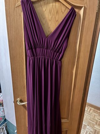 Vestido largo color berenjena