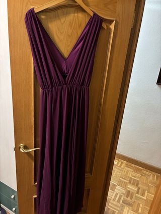 Vestido largo color berenjena
