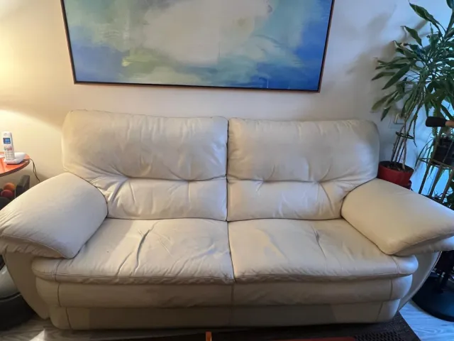 Dos Sofás Divatto Piel 3 Plazas Beige