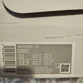 Nike Air Force 1 Blancas Talla 45