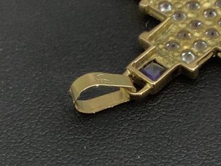 crucifijo oro 18k con piedra con circonita